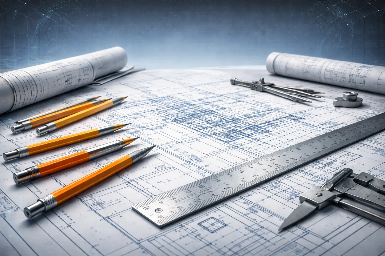 Technical drawings, pencils and other drawing tools