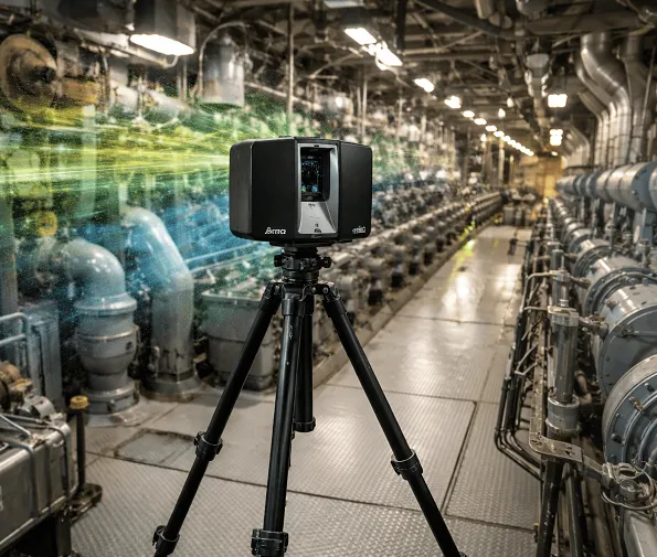3D laser scanner with pipes on background