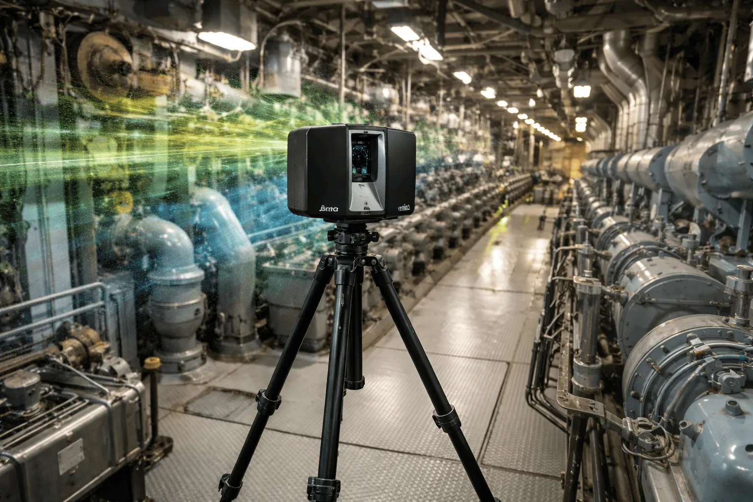 3D laser scanner with pipes on background