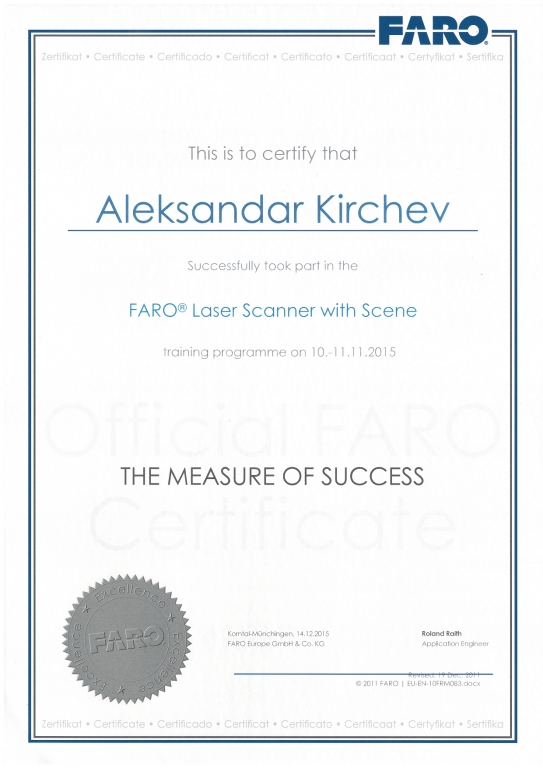 Faro certificate of training